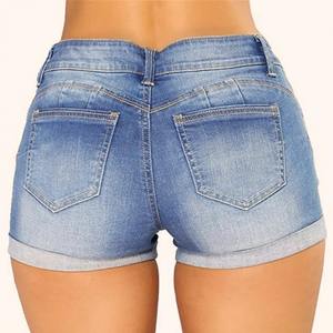 Pantalones cortos de tela vaquera elástica con cintura para mujer, pantalones cortos informales versátiles de calle, artículos de moda calientes y picantes, novedad de verano de 2017 - Product Image 4