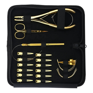 <b>Hair</b> Extension <b>Tool</b> Kit Skin &White Beads Pulling Loop Hook <b>Tools</b> Weft Extension Pliers Multi-Purpose <b>Hair</b> Care <b>Styling</b> - Product Image 2