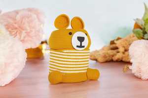 Kids Room <b>Teddy</b> Bear Woven Cotton Rope Basket Handmade Nursery <b>Storage</b> Bin & Toy Organize - Product Image 2