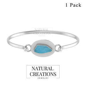 Bracelet en argent sterling 925 de luxe, forme brute de pierre précieuse apatite Paraiba, serti en bélière naturelle, finition haut de gamme, bracelet tendance - Product Image 2
