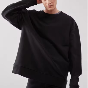 Sudadera negra básica extragrande con logotipo personalizado al por mayor para hombre, ropa de calle urbana de algodón 100%, producto OEM de calidad superior - Product Image 1