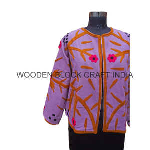 Handmade Beautiful Floral Knitted Free Size Winter Short Jacket Women New Trending Duck Suzani Tie-Dye Embroidery <b>Button</b> Cotton - Product Image 2