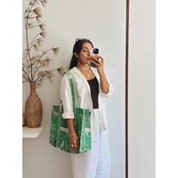 Ensemble coordonné d'été pour femme en tissu Oxford uni, blazer en coton et lin à manches trois-quarts, poches, bande avant, haut court élastique à l'arrière