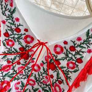 Robes longues de plage à col en V pour femmes, 100% coton, broderie florale, Style Boho, nouvelle collection printemps - Product Image 4