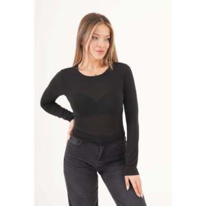 Blusa Negra Básica Moderna y Súper Delgada Lustrin para Mujer - Diseño Minimalista Versátil, Mezcla Suave de Poliéster y Viscosa para Combinar en Capas - Product Image 6