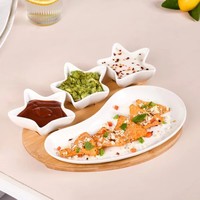 Elama Signature Plateau Tournant Moderne en Bois Écologique Art Déco pour Apéritifs et Condiments, Design Unique en Forme d'Étoile