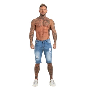Shorts d'été décontractés grande taille pour hommes, jeans en jean taille moyenne à jambe droite déchirés, jeans déchirés grande taille décontractés pour hommes, vente en gros - Product Image 4