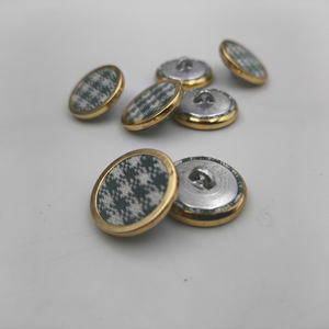 New Luxury product 32L Green and <b>White</b> Stripes Fabric Covered Aluminum <b>Button</b> with Bronze Border - Product Image 1