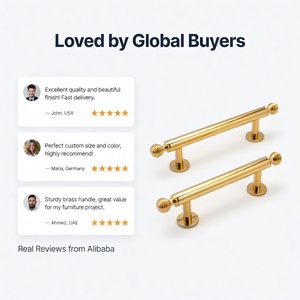 Poignée de tiroir en laiton massif côtelé style Art Déco Koppalive, bouton de meuble de luxe, poignée de porte de placard de cuisine 128 mm, doré - Product Image 5