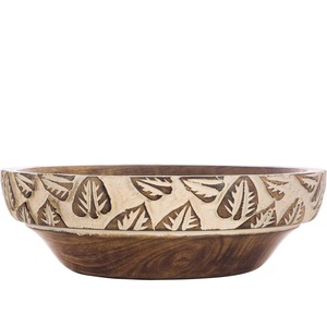 Bol de service en bois lavé blanc moderne Décor de cuisine élégant Centre de table pour les collations et les repas de fête pour les fêtes - Product Image 1