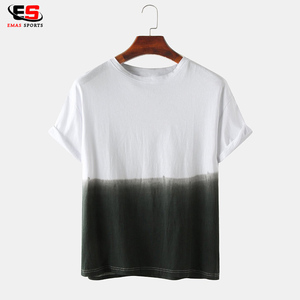 Camiseta Casual de Cuello Redondo para Hombre, Manga Corta, Color Degradado, Teñido Liso, 100% Algodón, Transpirable y Ecológica - Product Image 3