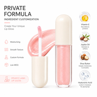 Gloss à lèvres mini capsule marque privée, brillant et hydratant, teinte scintillante, format voyage portable, huile à lèvres haute brillance