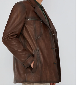 Nueva chaqueta de cuero 2025, chaquetas de cuero de alta calidad para hombres, chaqueta de cuero personalizada a la moda para hombres desgastados - Product Image 3