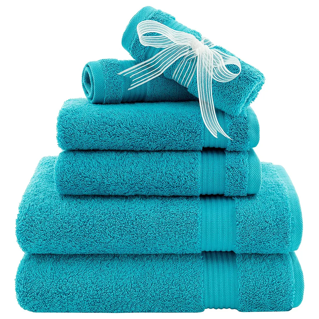 100% Katoenen Badstof Badhanddoek Set Aanpasbare Oem Service Beschikbaar Effen Kleuren Aanpasbare Size Beschikbaar