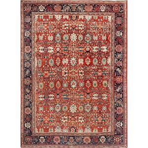 Alfombra Grande de Lana Anudada a Mano Aalam, Diseño Abstracto con Medallón Rojo Naranja, Rectangular, para el Hogar, Modelo Paem-334, para Entrada, Pasillo, Sala de Estar - Product Image 1