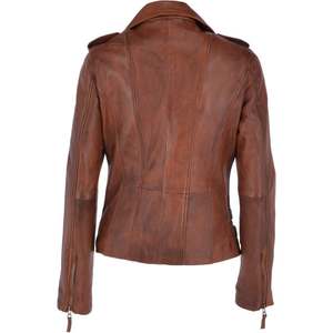 Veste en cuir automne hiver personnalisée pour femmes haut tendance solide col tournant manches longues respirant doublure en Satin teint uni - Product Image 1