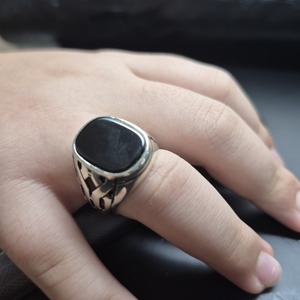 Vintage 925 Silver <b>Mens</b> <b>Ring</b> Black Agate Gemstone Antique Turkish Ottoman Style Engraved Luxury Jewelry Handcrafted for <b>Men</b> - Product Image 5