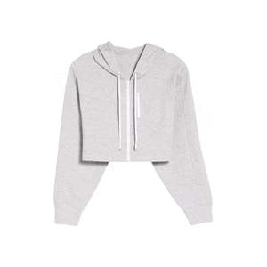 Sudadera Corta Personalizada de Alta Calidad para Mujer con Cintura Ajustable con Cordón y Ajuste Casual para un Look Diario Moderno - Product Image 1