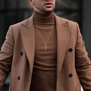 Collier tendance en acier inoxydable CAOSHI pour homme et femme, argent, noir, or 18 carats, perle, plaqué rhodium, chaîne en boîte, excellente idée cadeau ! - Product Image 1