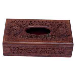 Traditional Luxury Polished Solid <b>Wood</b> Eco-Friendly Tissue <b>Box</b> Holder <b>Carved</b> Design Stylish Accent Piece for Tabletop Countertop - Product Image 3