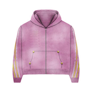 Streetwear hommes femmes détresse broderie lettres fermeture éclair épais et chaud lavage à l'acide 100% coton grande taille ensembles de survêtement - Product Image 1