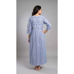 Evolove X Farasha Robe de nuit longue en coton à fleurs pour femme, robe de nuit évasée à manches 3/4, douce et confortable, taille XS - Product Image 6