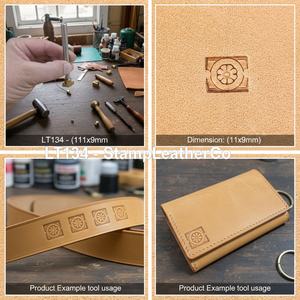 LT134 Sello de cuero Flor Círculo Borde Diseño 11x9mm (7/16 \ "X 5/14 \") para manualidades - Product Image 1