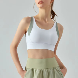 เสื้อชั้นในกีฬาแบบไขว้หลัง สีตัดกัน รุ่นขายดีปี 2025 สำหรับผู้หญิง ปรับระดับได้ด้วยตะขอและสายรัด รองรับแรงกระแทกสูง - Product Image 2