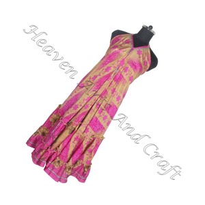 Vintage Silk Saree Boho <b>Dress</b> Women Floral Print Beach <b>Dress</b> Casual Ladies Slim Fit Printed Custom Summer <b>Dress</b> - Product Image 1