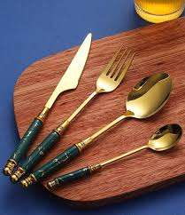 Vente en gros de couverts en or pour Restaurant hôtel, argenterie en acier inoxydable, ensemble de couverts pour mariage avec boîte cadeau - Product Image 2