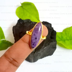 แหวนเพชร Charoite สีม่วงขนาด8x25มม. ล่าสุด925เงินสเตอร์ลิง - Product Image 1