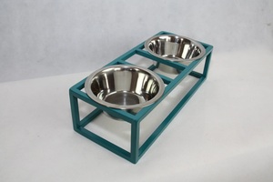 Cadre en bois avec bol en acier inoxydable pour nourriture pour animaux de compagnie et bol d'alimentation en eau prix de gros - Product Image 3