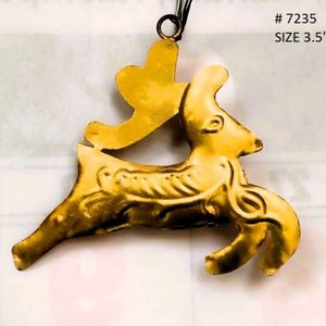 Ornement suspendu en forme de cerf double face Accessoire de décoration d'arbre de Noël métallique pour usage domestique - Product Image 1