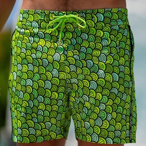 Nouveauté : Short de bain homme en coton et polyester écologiques, imprimé intégral, motif uni, séchage rapide, respirant, pour le sport et les activités de plein air - Product Image 2
