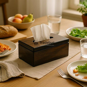 กล่องใส่กระดาษทิชชูไม้ทำมือ ดีไซน์หรูหรา ลายดอกไม้สลักสวยงาม มีหลายรูปทรงให้เลือกสำหรับบ้านสมัยใหม่ - Product Image 1