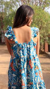 Vestido de Verano de Algodón para Mujer con Bordado Floral, Diseño Moderno y Decoración de Botones, Mangas Largas, Transpirable - Product Image 3