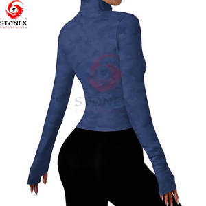 Chaqueta de Yoga Personalizada para Mujer, Ajustada, con Cierre, Cintura Alta, Secado Rápido, Sin Costuras, Sólida, Cómoda, de Spandex/Nailon, para Fitness - Product Image 6