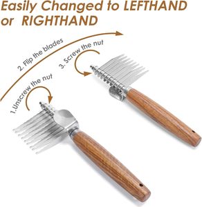 Peigne pour chien en acier inoxydable avec manche en bois, brosse démêlante et râteau pour sous-poil pour chiens et chats à poils longs et épais, style simple - Product Image 5