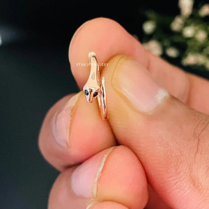 14K Solid Gold Luxury Diamond Snake <b>Nose</b> & Ear Piercing Jewelry-Yellow Gold & Rose Gold Options Perfect Gift - Product Image 5