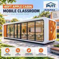 Cabine Apple multifonctionnelle de 40 pieds, salle de classe préfabriquée, centre de formation, utilisation en station balnéaire