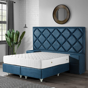 Ensemble de chambre de luxe 'RELAX' Design rembourré velours lin base de rangement tête de lit banc pour hôtels villas meubles de maison bois - Product Image 2