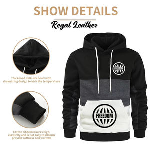 OEM personalizado recién llegado hombres pulóver sudaderas con capucha Patchwork Color polar hombres pulóver con vuelo fuera de estantes sudaderas con capucha - Product Image 6