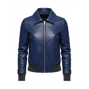 Chaqueta de Motociclista para Mujer, de Invierno, Impermeable, de Algodón Azul Premium, con Cierre de Cremallera, Ajustada - Product Image 4