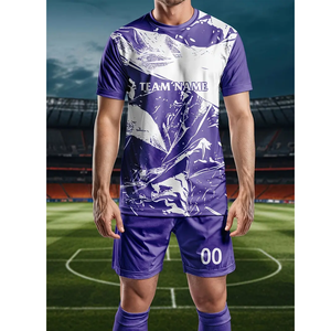 Vente en gros de maillots de football américain pour adultes Tops Coupe automatisée avec maillot de football américain au design violet et blanc - Product Image 2
