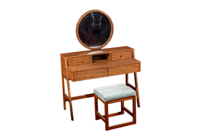 โต๊ะเครื่องแป้ง4ลิ้นชักทำจากไม้โอ๊คเนื้อแข็งทันสมัยพร้อมกระจก PU มีการจัดเก็บสำหรับห้องนอนใช้ในอพาร์ตเมนต์ - Product Image 4