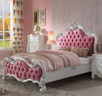 Ensemble de chambre d'enfant Issabel en bois massif avec sculptures, finition blanche, design classique, meubles pour la maison