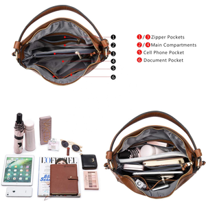 Bolso Tote de Cuero Personalizado para <span class=keywords><strong>Mujer</strong></span>, Gran Capacidad, Estilo Vintage, Bolso de Hombro, Bolsos Hobo de Cuero PU para <span class=keywords><strong>Mujer</strong></span> - Product Image 5