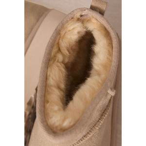 Bottines à plateforme en cuir verni beige à talon haut avec fermeture éclair, semelle intérieure fourrée, rehaussantes, mi-mollet, pour l'été, le printemps et l'automne - Product Image 4