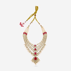 Kundan Wedding <b>Necklace</b> with Zinc Alloy Water Drop Shape and Bezel Setting Elegant and Timeless Design - Product Image 3