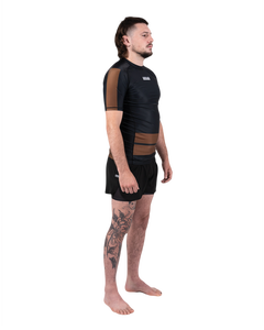 Rashguard Jiu Jitsu MMA BJJ personnalisé, t-shirt de compression à manches courtes, rashguard avec logo personnalisé, vente en gros, fabriqué en spandex pour hommes - Product Image 5